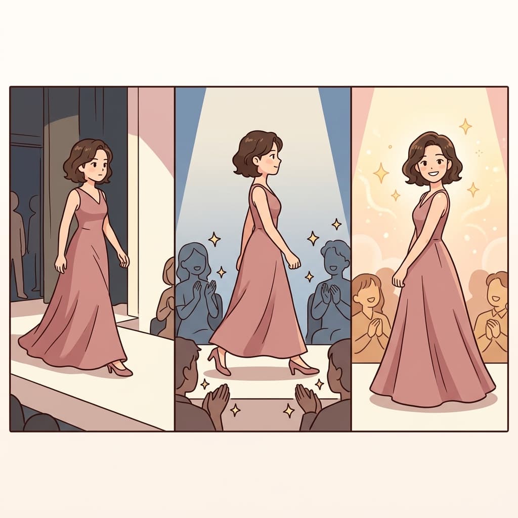 She looked elegant, walked confidently, and smiled with a radiant glow.