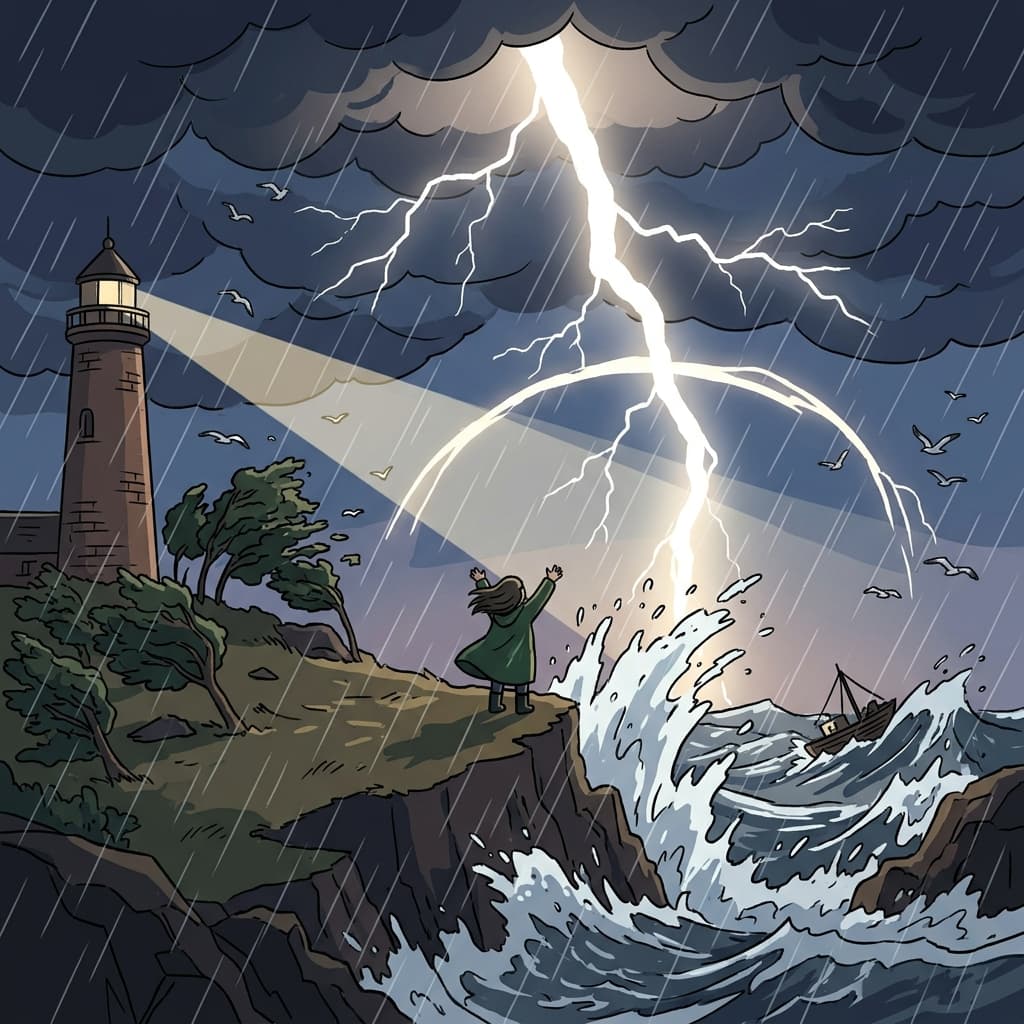 The storm unleashed elemental fury — wind, rain, and lightning ruling the coast.