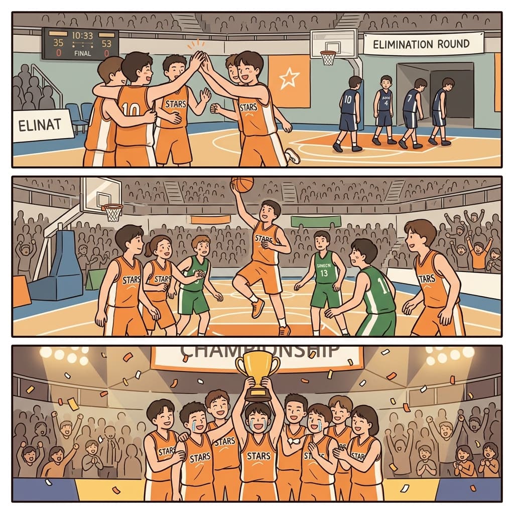 The team's elimination of every opponent led to total domination and a joyful celebration.