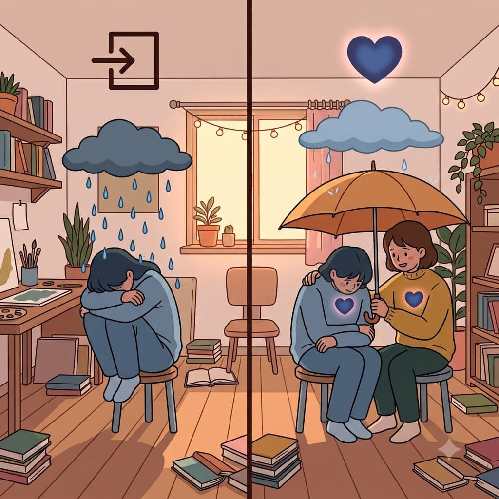 EM (inside) + PATHY (feeling) — stepping into his friend's emotional storm, he showed an empathic understanding of his pain.