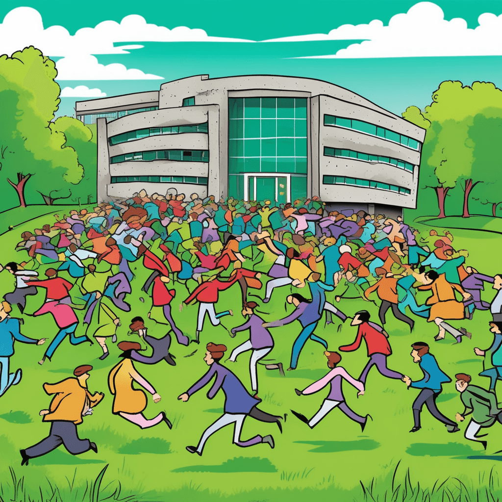 The class moves en masse from room to grass!