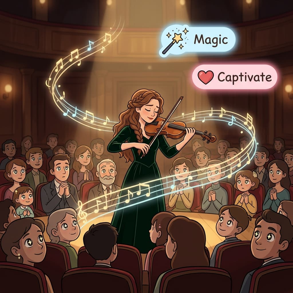 The beautiful melody enchanted everyone in the concert hall.