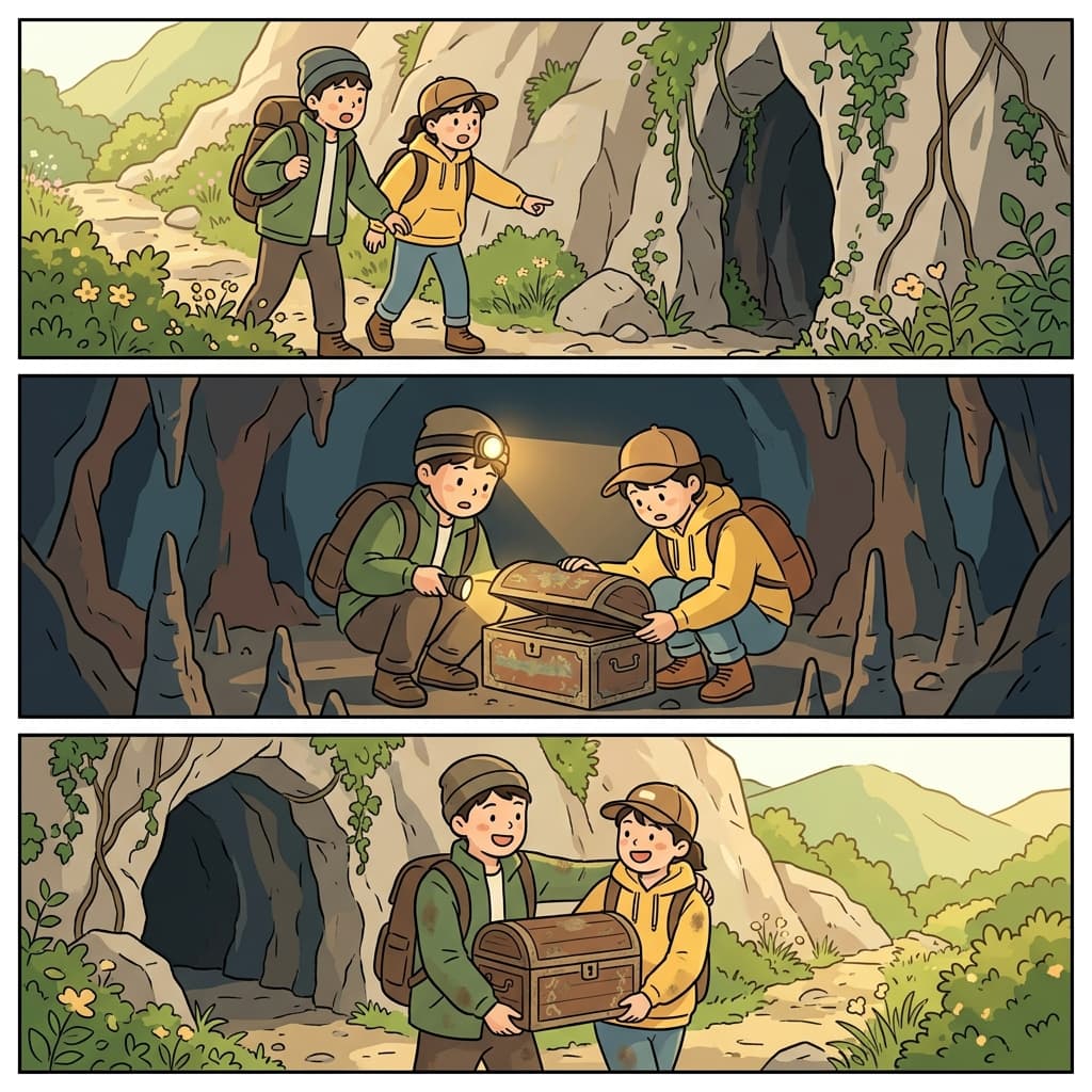 The explorers encountered an ancient cave, discovered hidden treasures, and safely recovered the valuable artifacts.