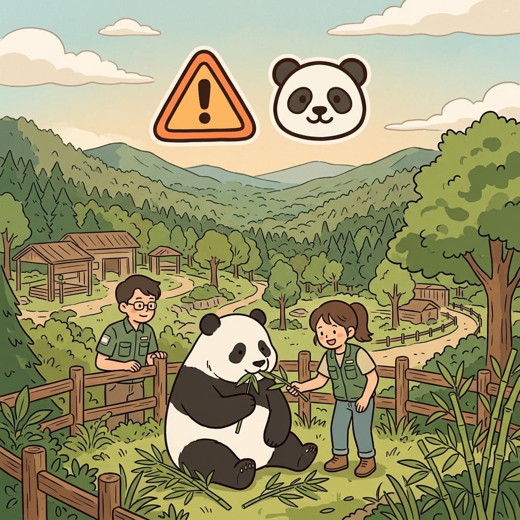 Many endangered species survive only through careful conservation. (⚠️ Danger + 🐼 Species → Endangered)