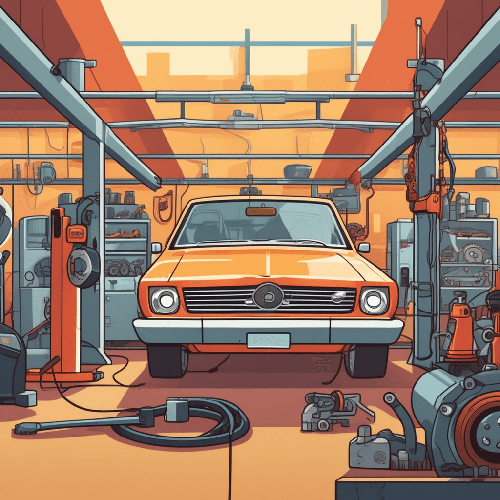 A mechanic starts the car engine as moving parts convert power into motion
