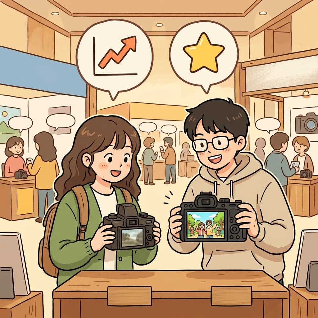 The camera's enhancement made every photo much sharper. (📈 Improve + ⭐ Better → Enhancement)