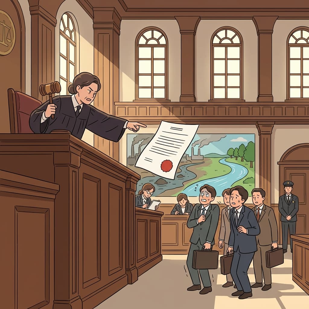 The judge solemnly enjoined the company to stop dumping waste into the river.