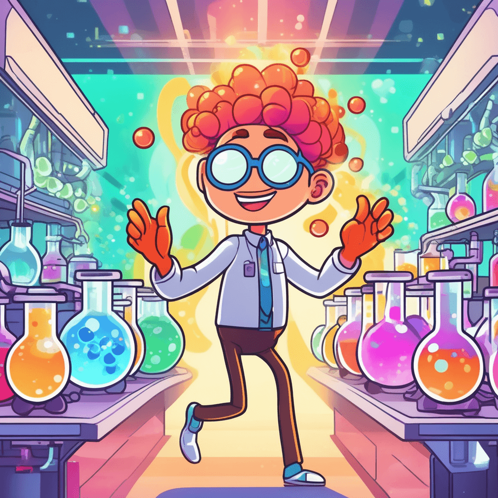 An enzyme catalyst accelerates molecular transformation in a glowing laboratory