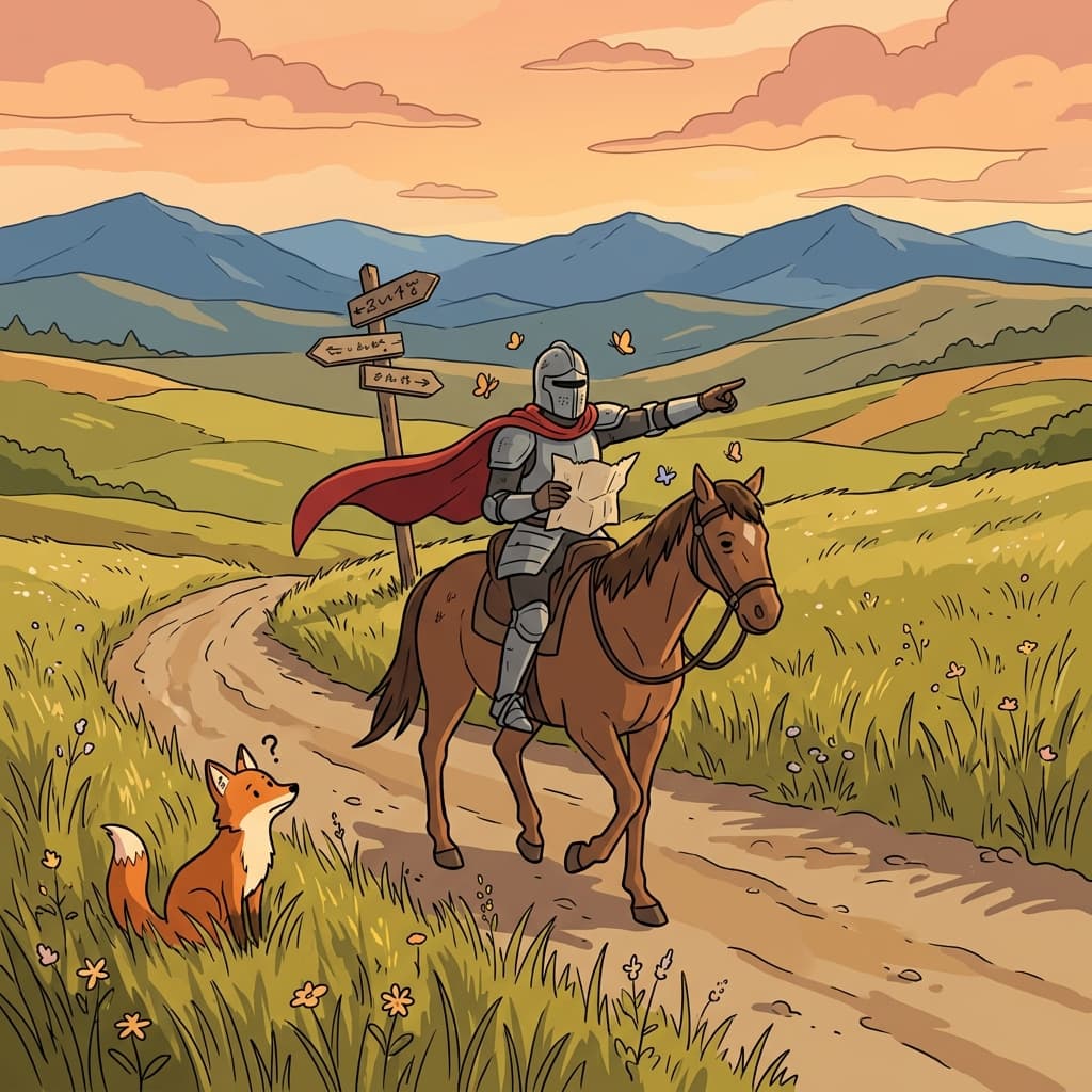 The errant knight wandered far from his kingdom, chasing distant adventures.