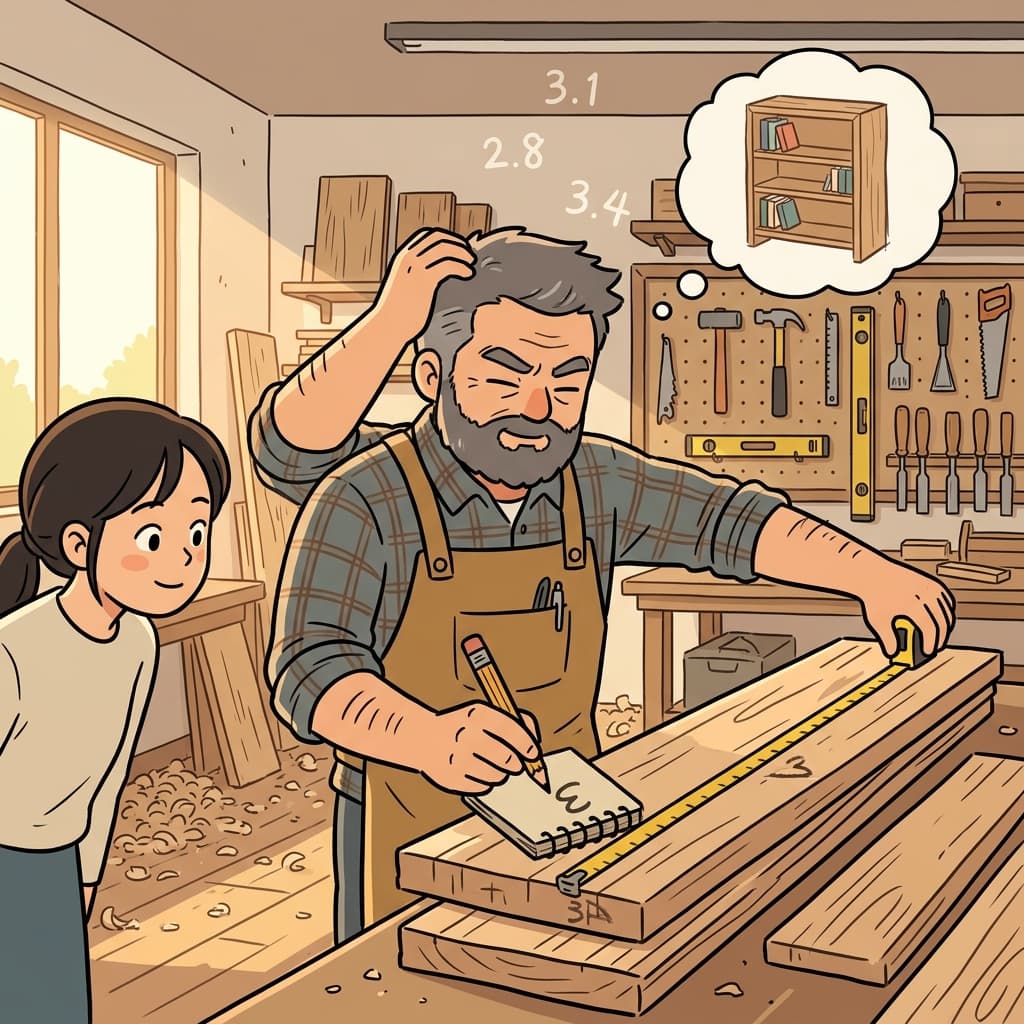 The carpenter gave a rough estimation of how much wood the project needed.