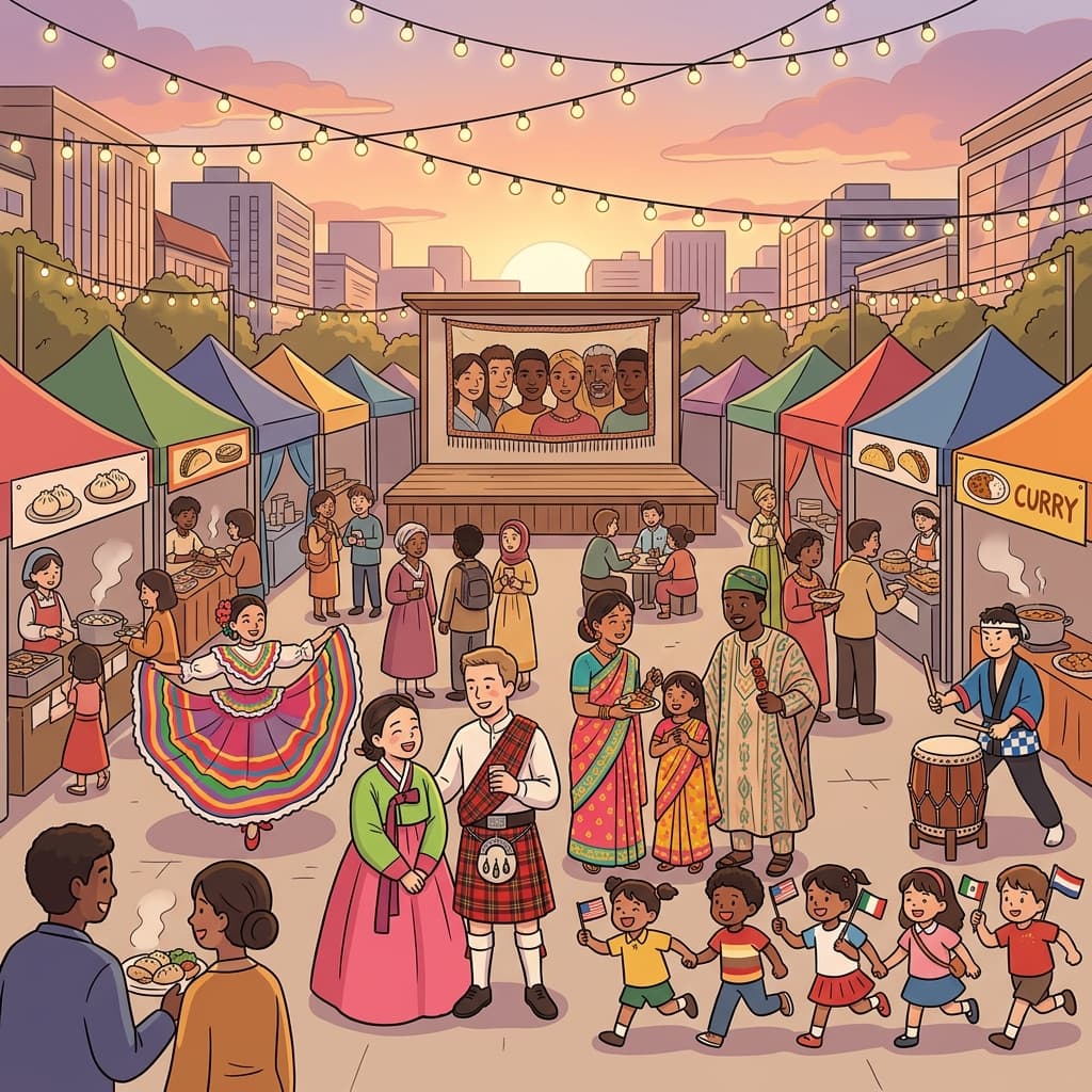 The festival celebrates every ethnicity with music, food, and traditional dress.