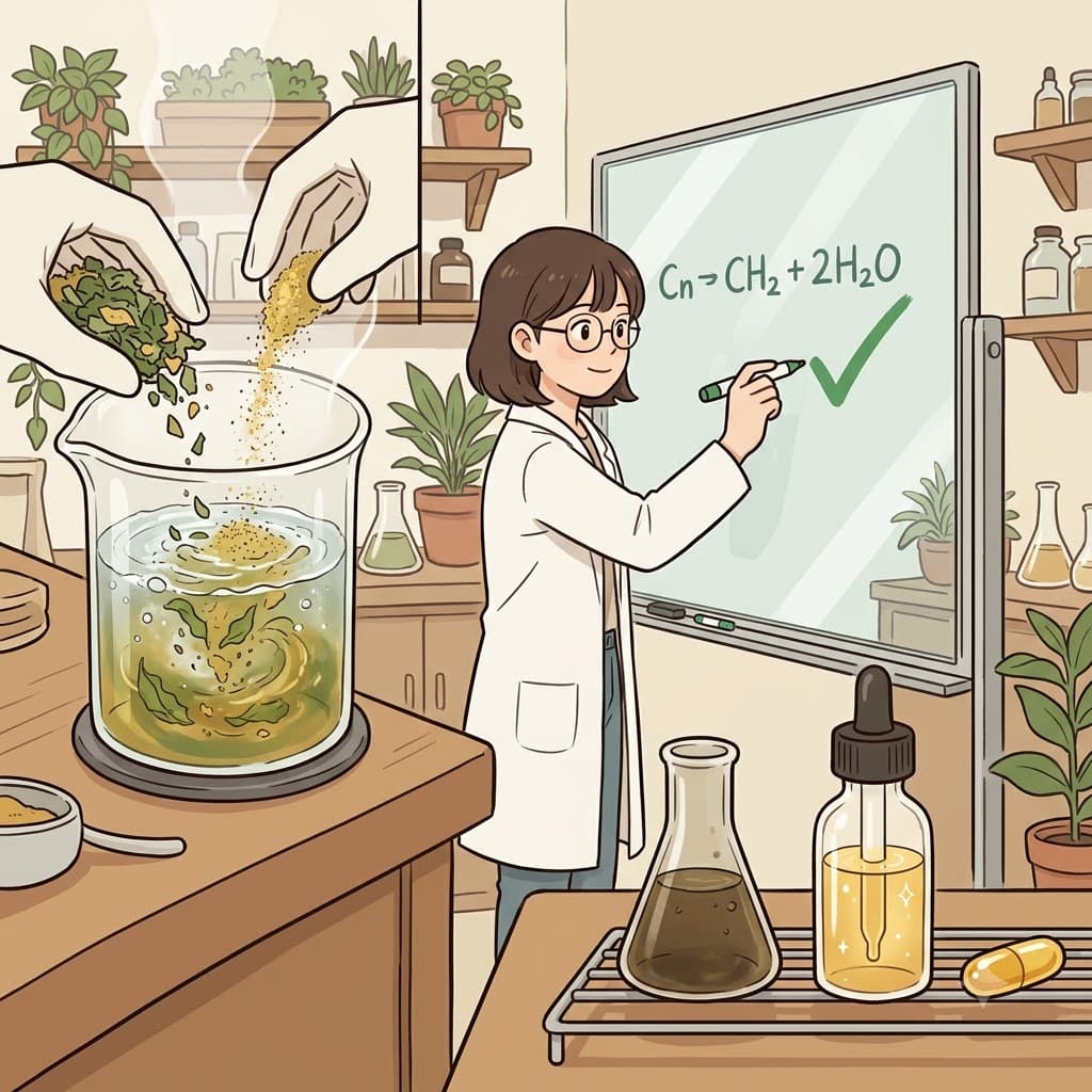 After dissolving the raw herbs in water and solving the bitter taste formula, the scientist watched the medicine keep evolving.