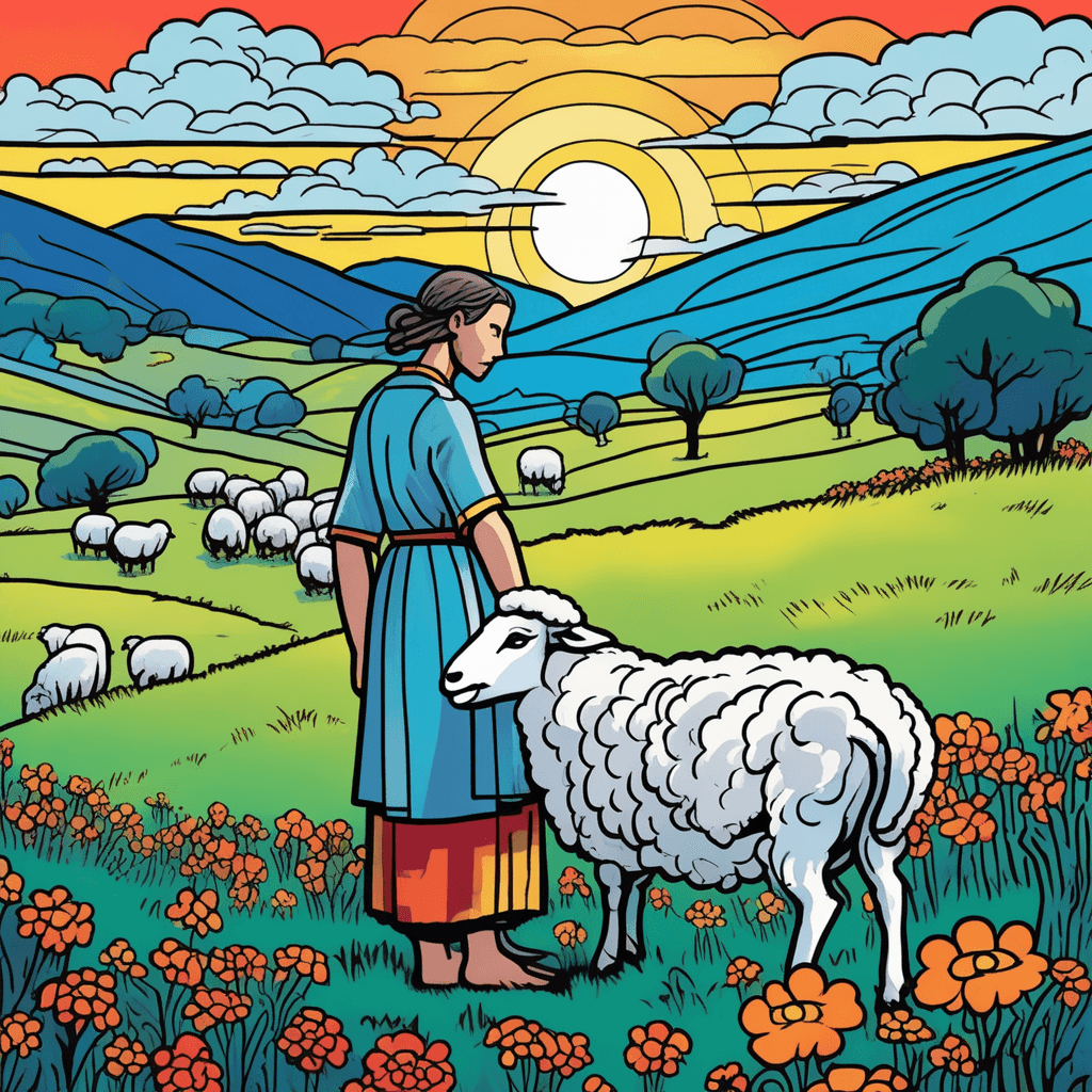 Under skies so blue, the shepherd's heart stays true to his ewe!