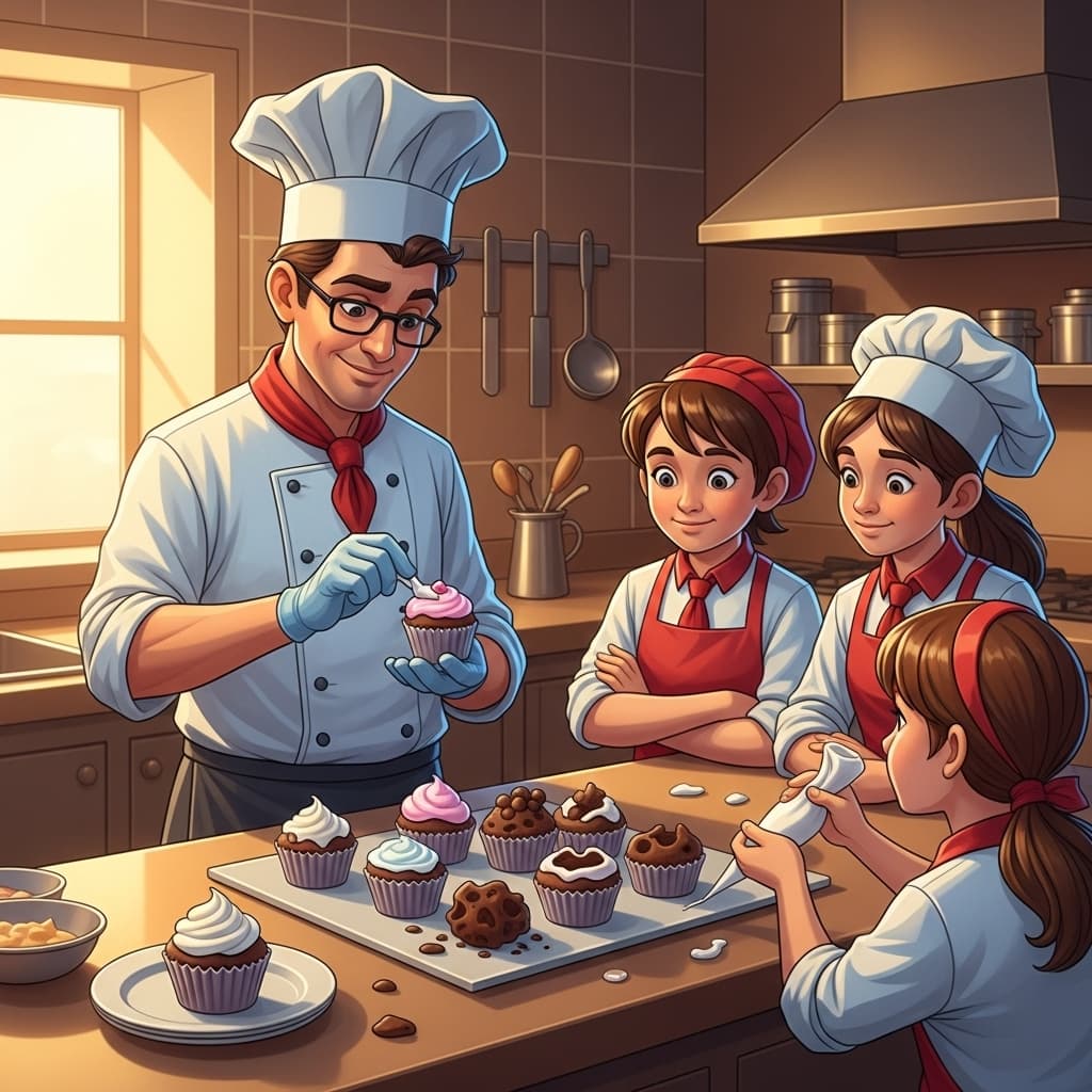 The chef makes one perfect example, and the apprentices copy the sample step by step.