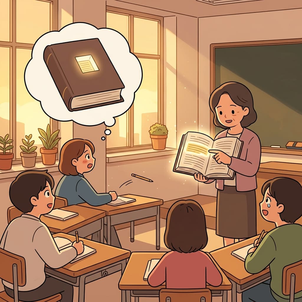 The professor read a short excerpt from the novel to captivate the class.