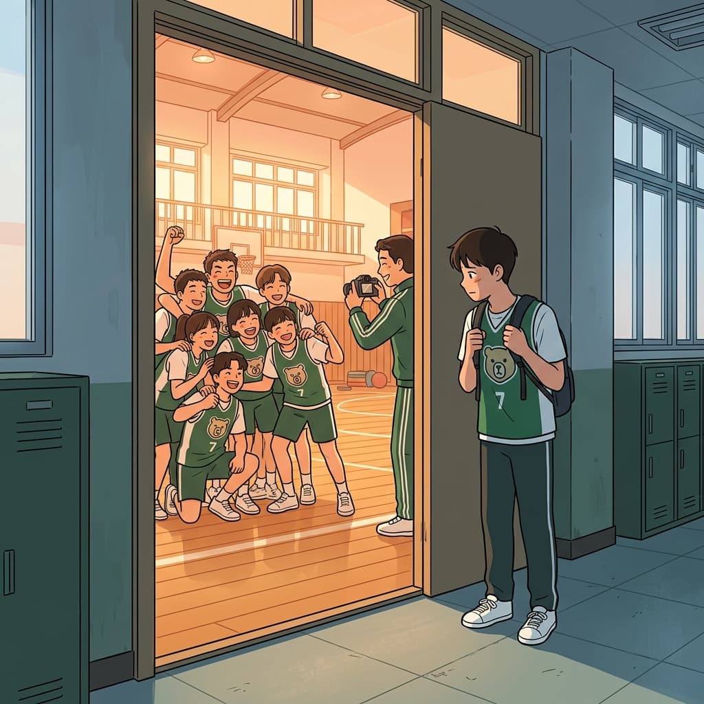 His exclusion from the team photo left him standing alone in the hallway.