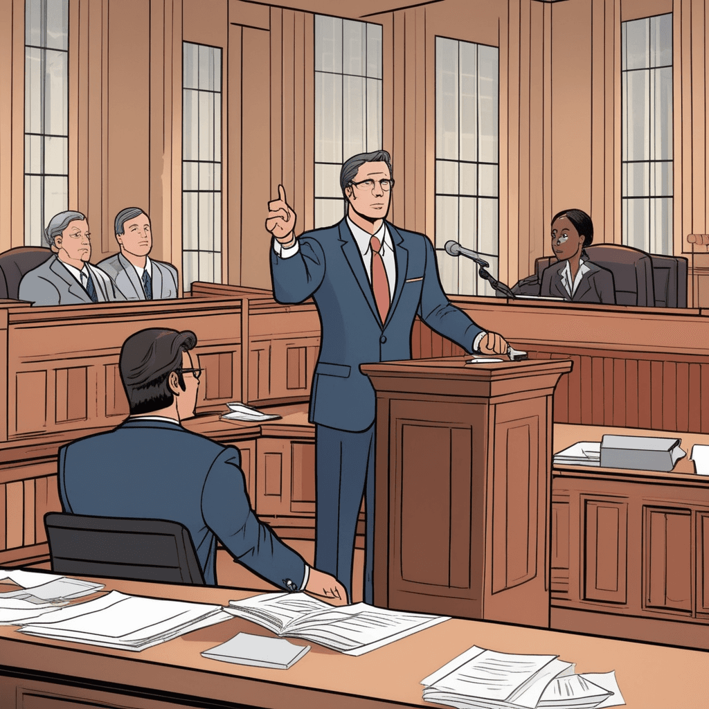 A lawyer presents photographic fact as evidence in court