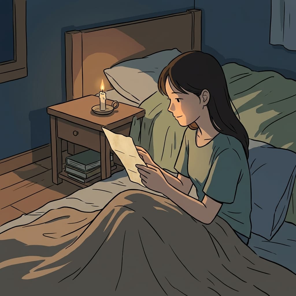 She gave a faint smile, barely visible in the dim candlelight.