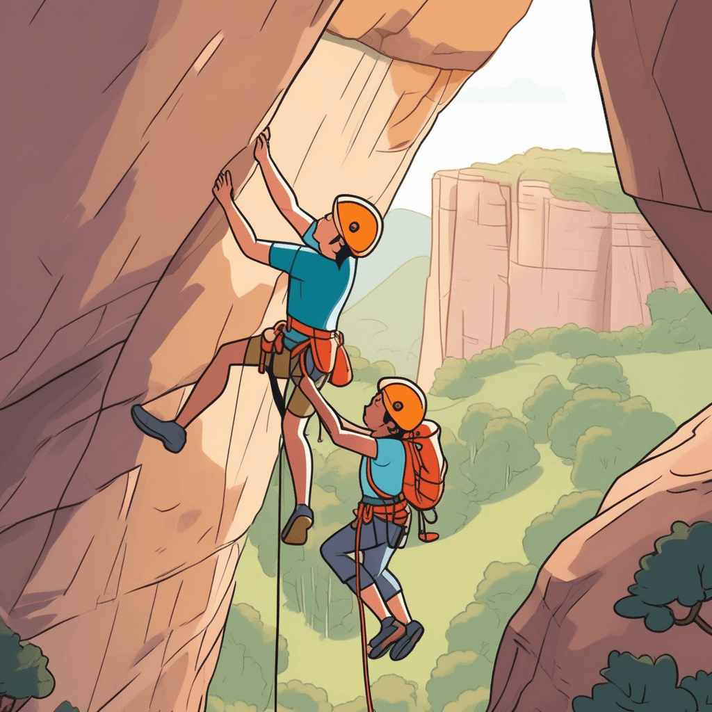 A climber shows complete faith in their partner's rope handling skills