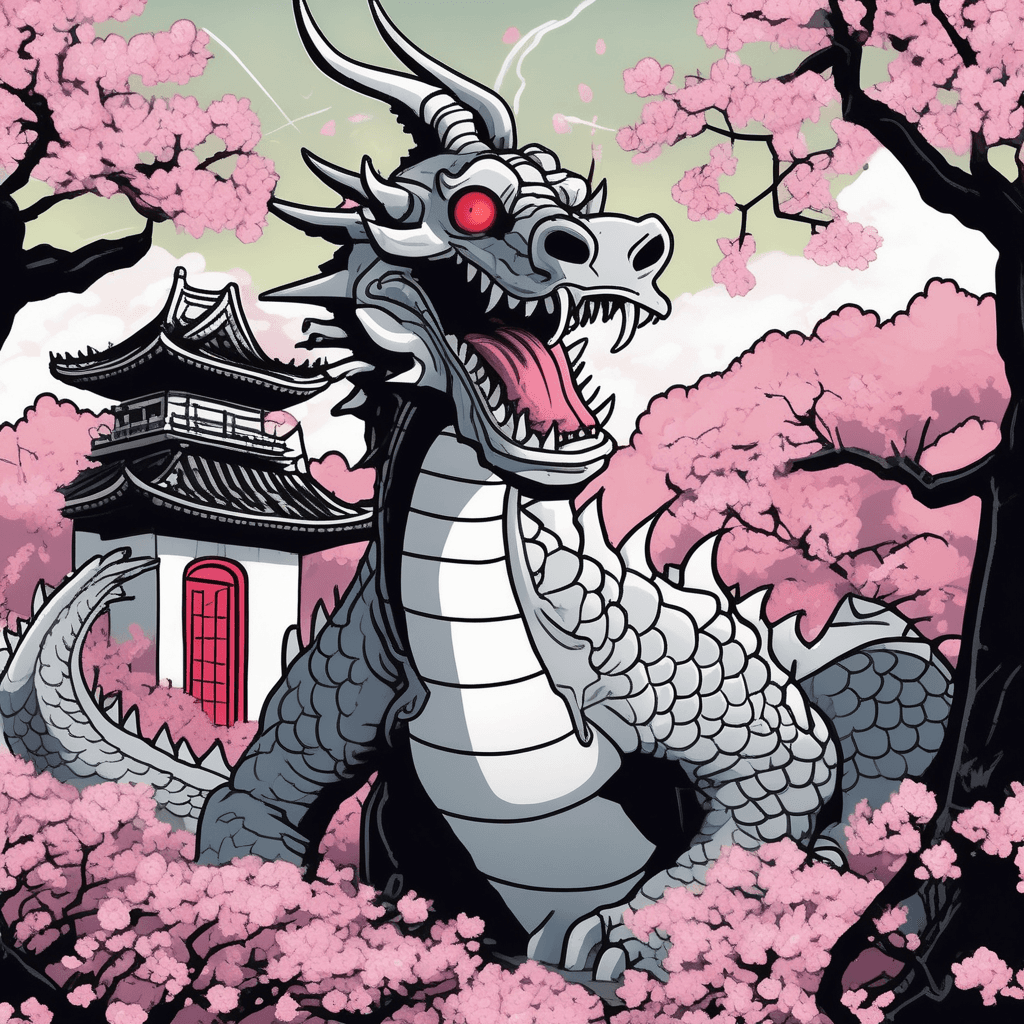 A fearsome dragon amid the awesome blossom!