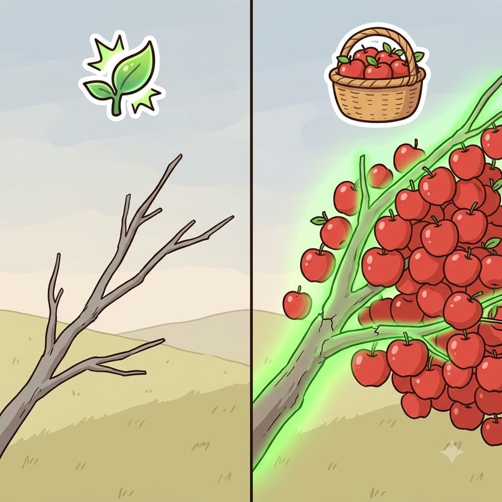 FE(produce) + CUND(abounding) — entering a state completely CUND(abounding in) the power to FE(produce), the magical tree became endlessly fecund.