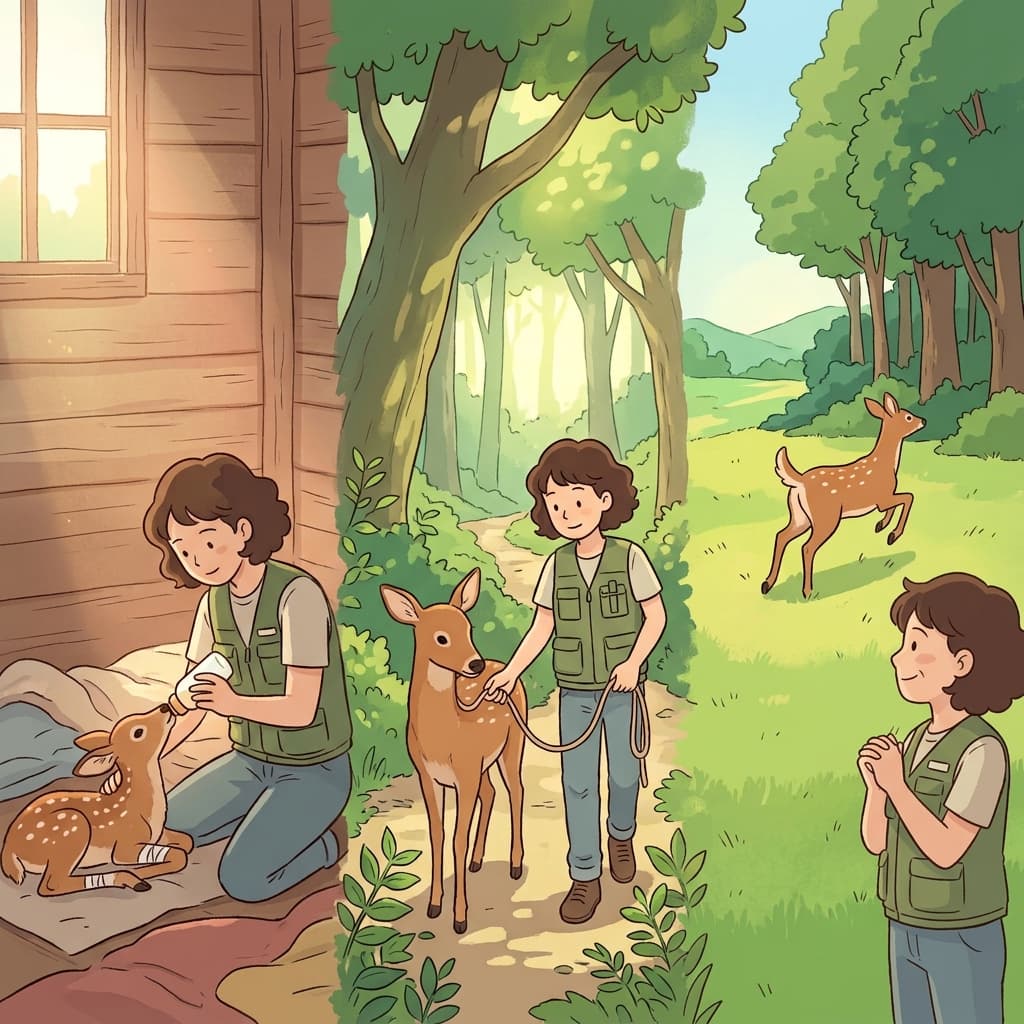 By feeding the rescued animals every day, she was leading them toward succeeding in the wild again.
