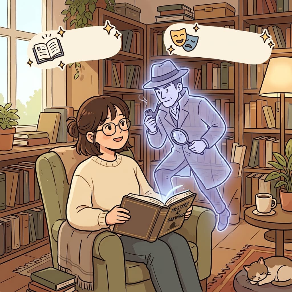 The detective in the book was completely fictitious. (📖 Fiction + 🎭 Imaginary → Fictitious)