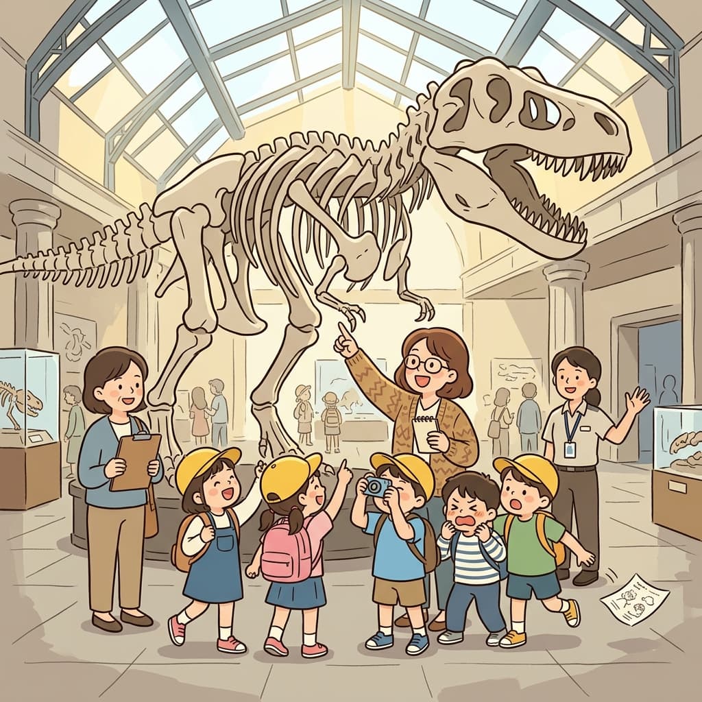 The class went on a field trip to the natural history museum today.
