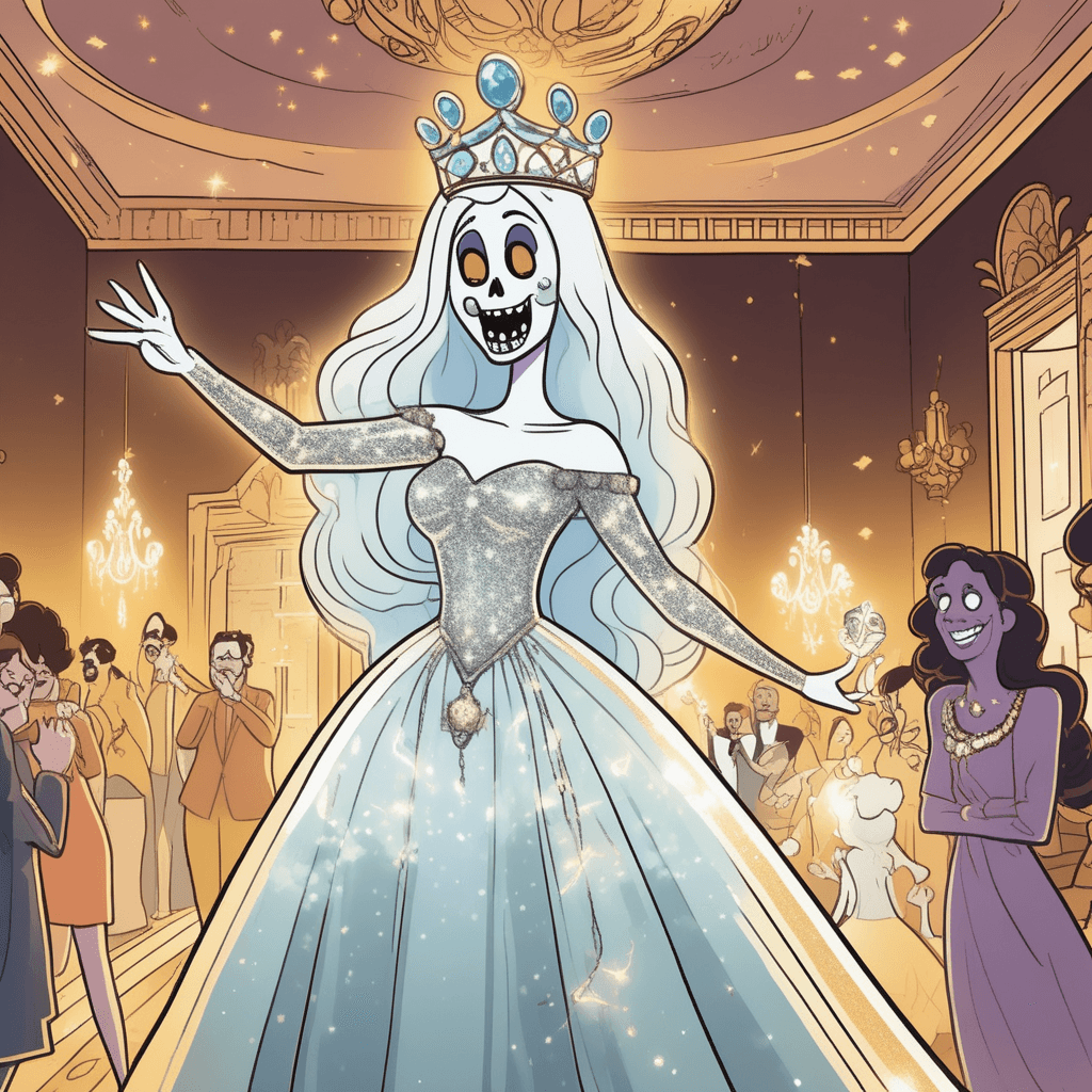 Fla-ghost haunts and flaunts her fancy crown!
