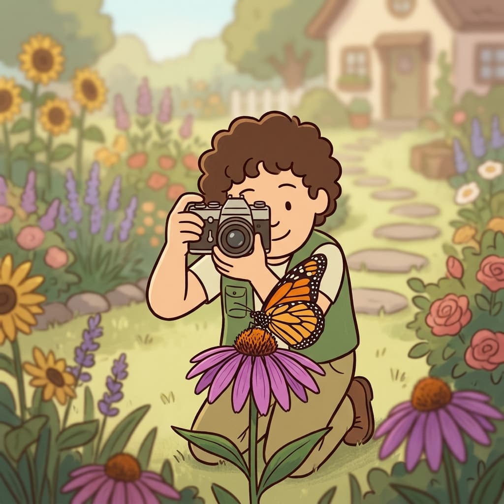 The photographer kept the butterfly perfectly focused in the camera.