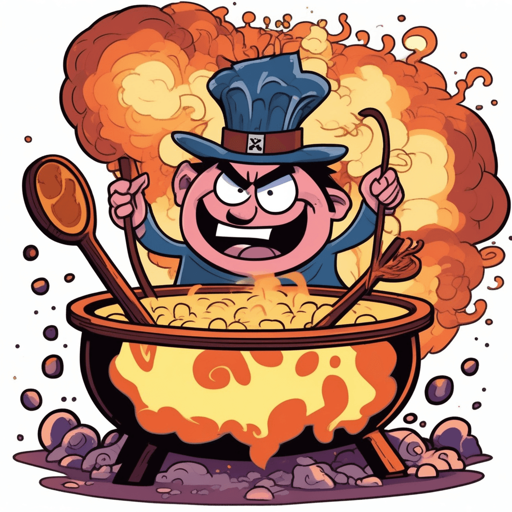 Foe meant to stir up trouble in his brewing pot!