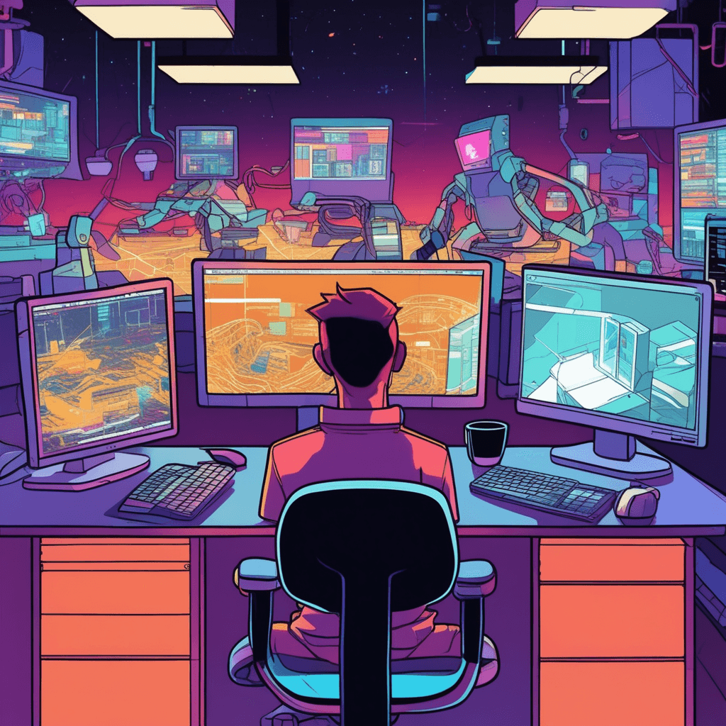Coding on his computer for the foreseeable future!