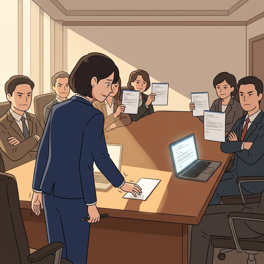The leaked email forced the CEO's hand — she had to resign that morning.