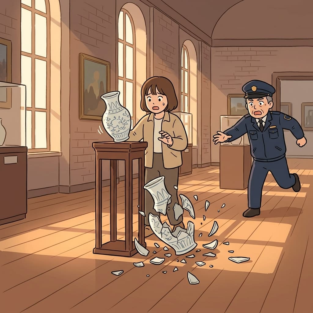 The fragility of the antique vase became clear when it shattered from a small bump.
