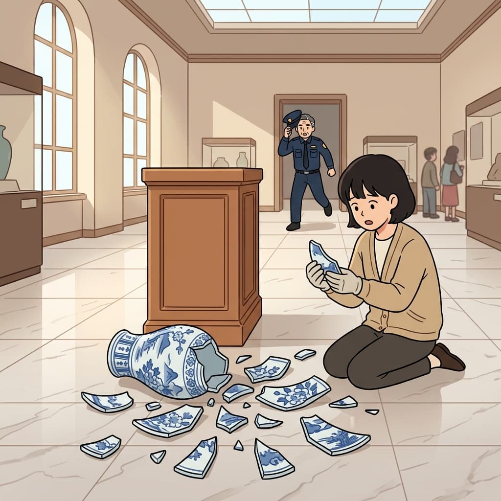After the earthquake, the ancient vase lay fragmented across the museum floor.