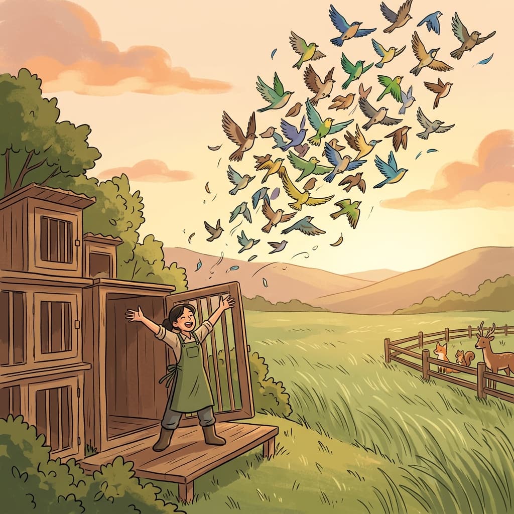 The rescued birds are finally free to soar across the open sky.
