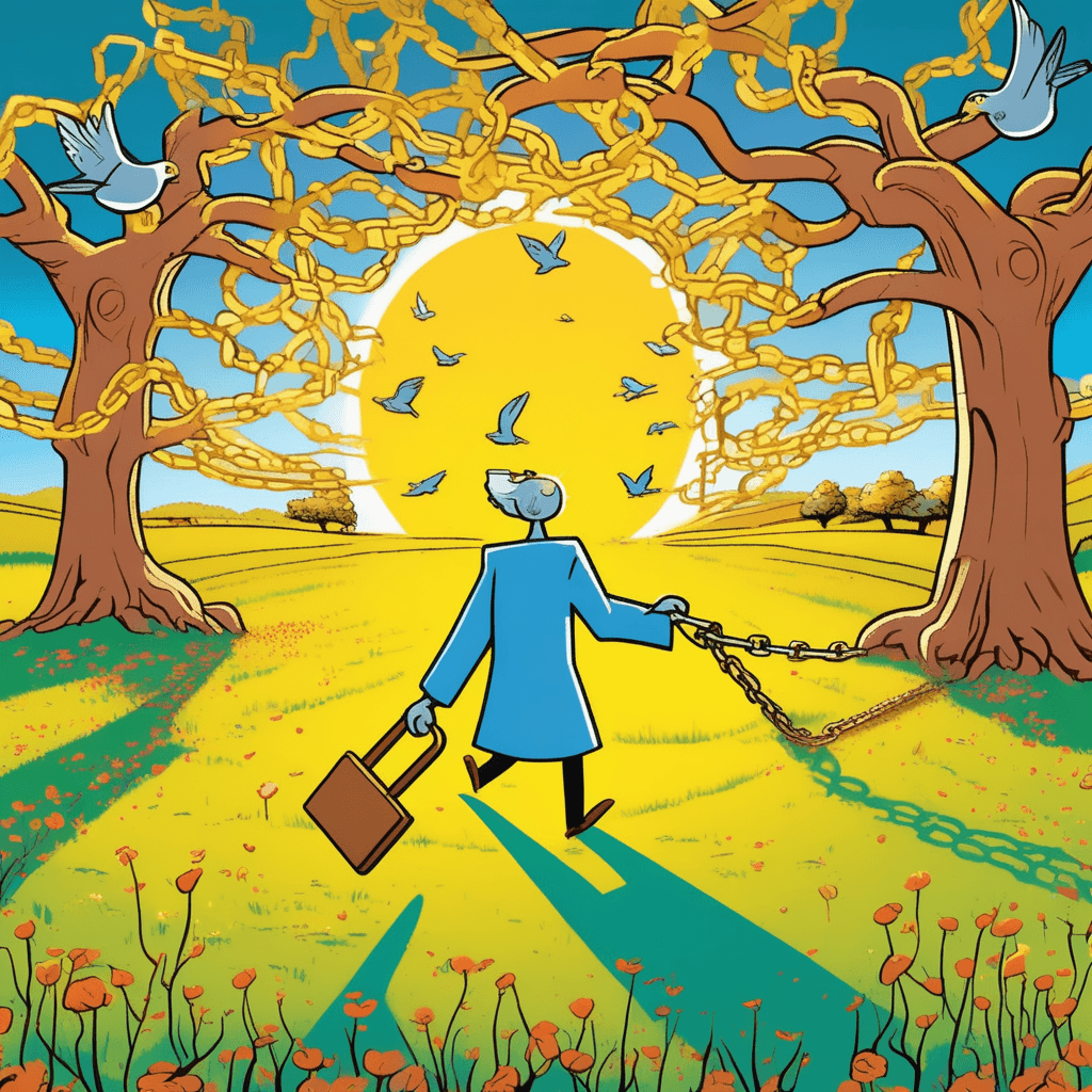 With a golden key, I'm finally free, standing beneath this mighty tree!