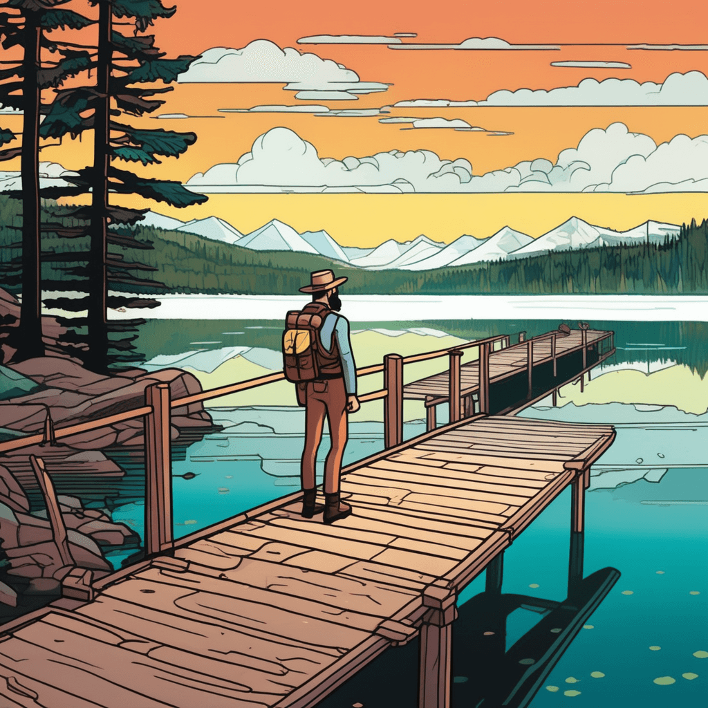 Standing on the frontier pier, gazing across waters crystal clear!