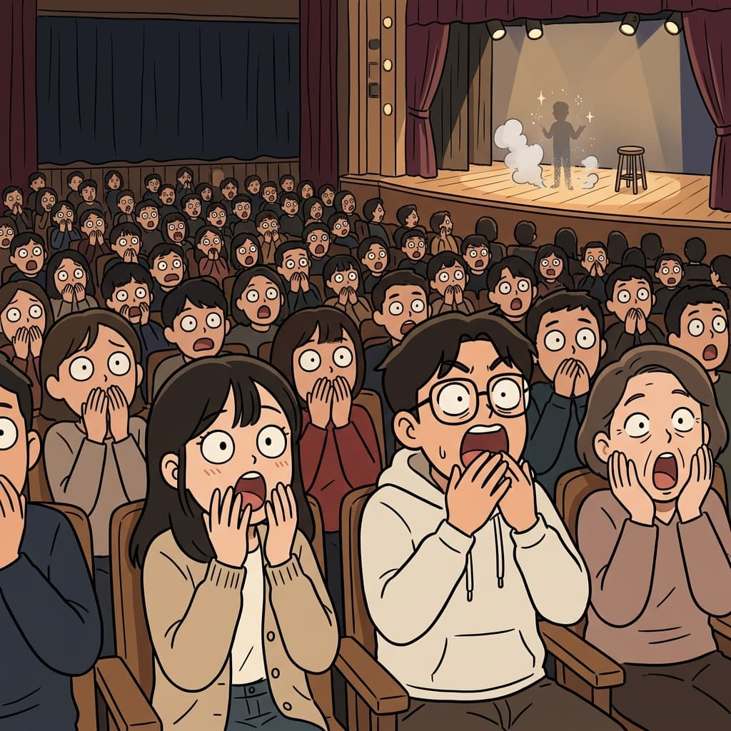 Gasping in surprise and shock