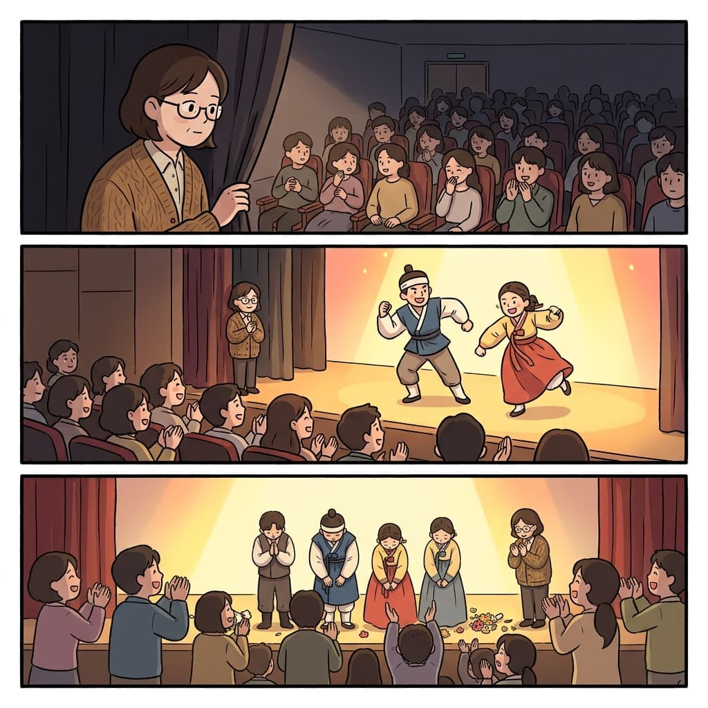 The director gauged the audience's reaction before the actors engaged the stage.