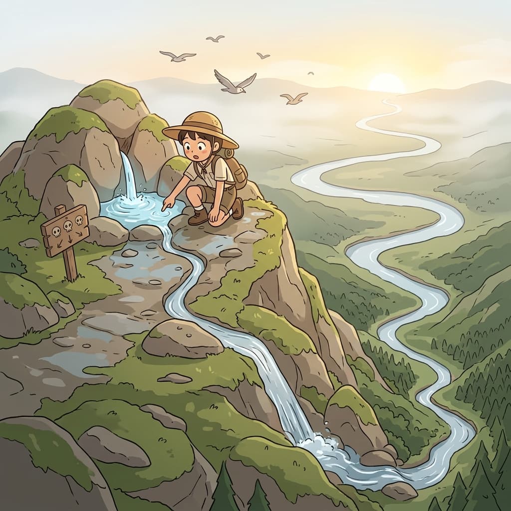 The genesis of the river begins as a tiny spring on the mountaintop.