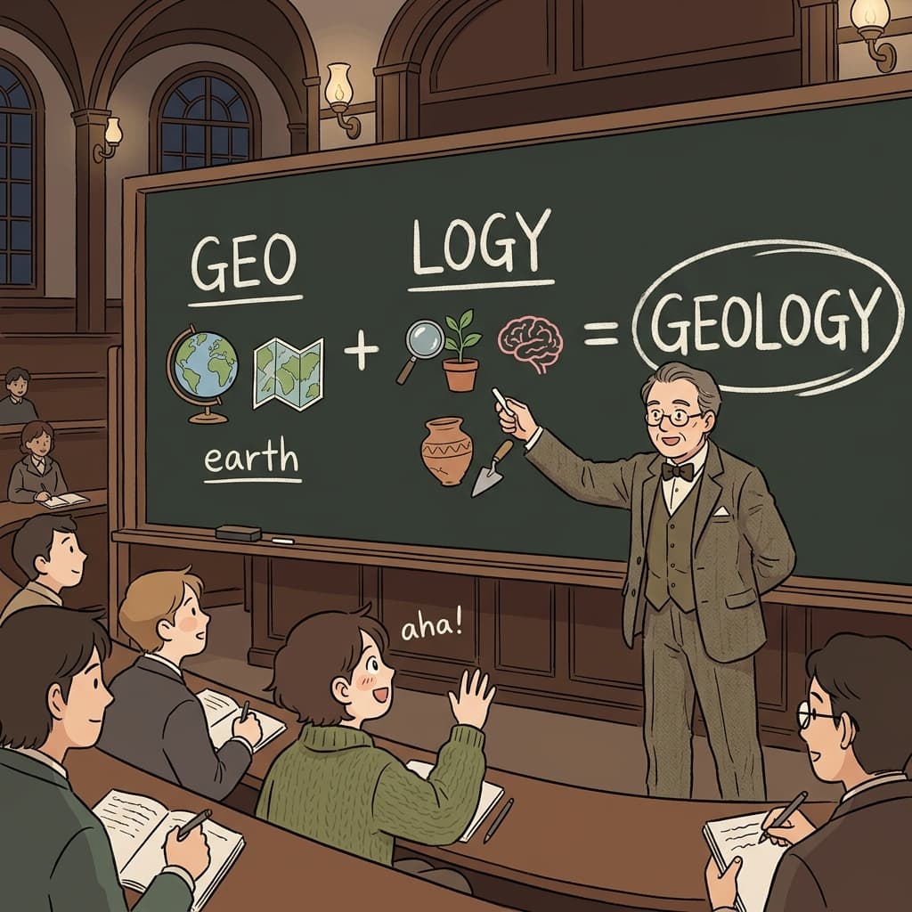GEO(earth) + LOGY(study) — geology is simply the study of the earth.