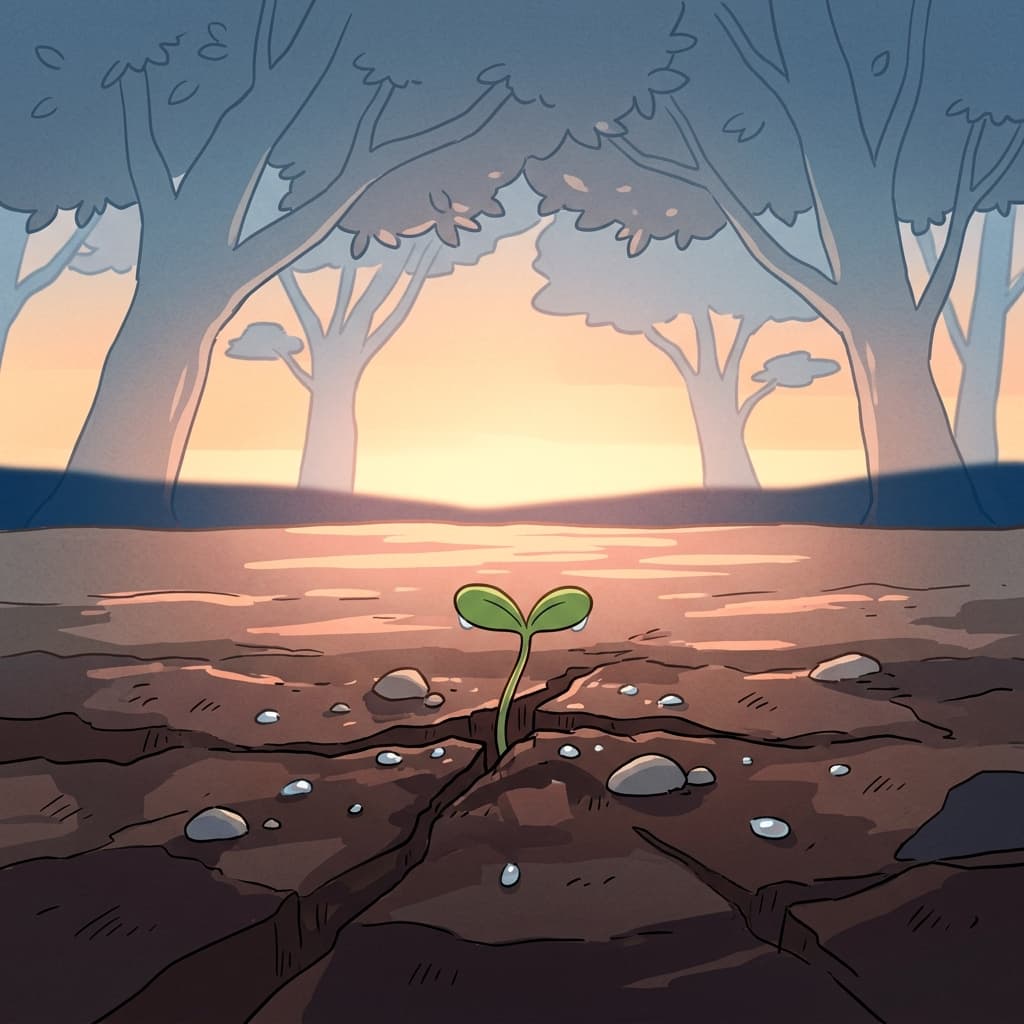 A tiny seed sprouts in the germinal stage of a new forest's life.