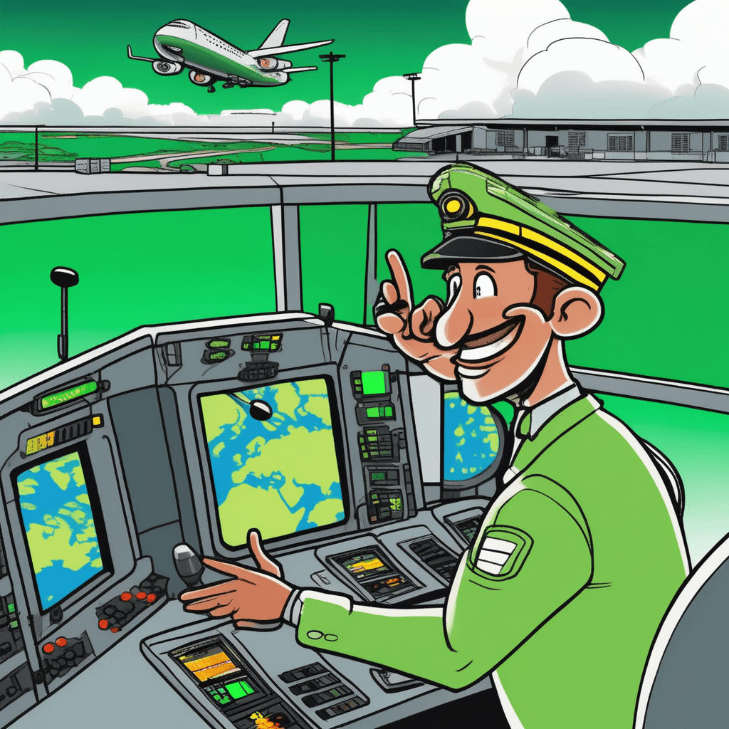 Green light shines bright, airplane takes flight!