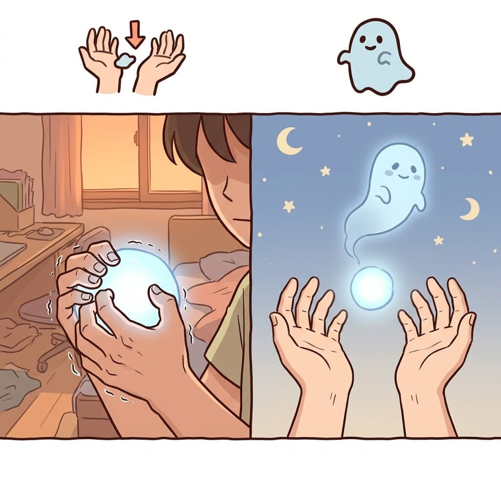 GIVE UP (release) + THE GHOST (soul) — by finally choosing to GIVE UP (release) his last breath to THE GHOST (spirit), the patient gave up the ghost.