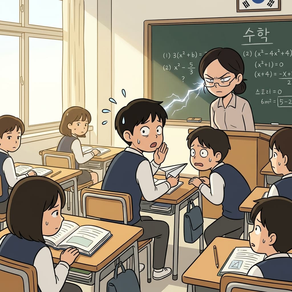 The teacher's sharp glare silenced the whole classroom instantly.