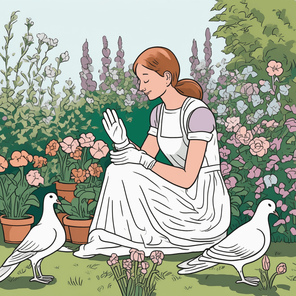 With gloves of care, she shares her love as gentle as a dove!