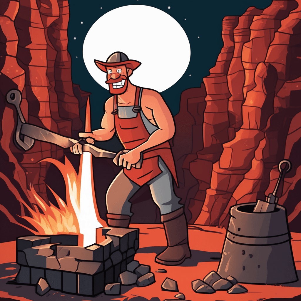 George works his forge beside the gorge!
