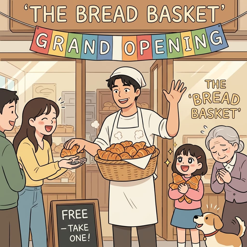 The bakery handed out fresh croissants gratis to celebrate its opening day.