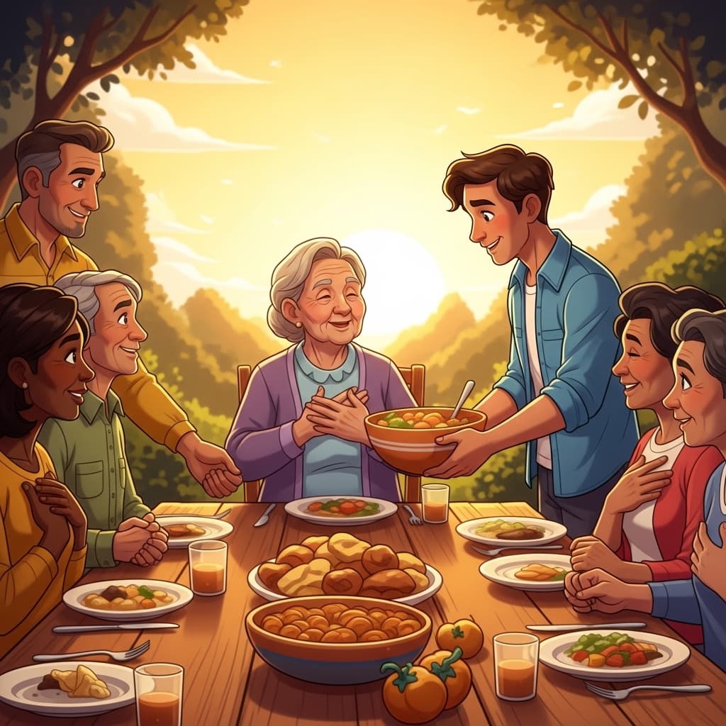 Smiles gather around the table as gratitude fills every bowl.